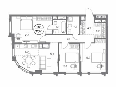 99 м², 3-комнатная квартира 54 000 000 ₽ - изображение 66