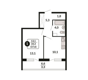 40,6 м², 1-комнатная квартира 4 506 600 ₽ - изображение 68