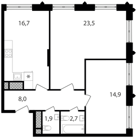 Квартира 67,7 м², 2-комнатная - изображение 1