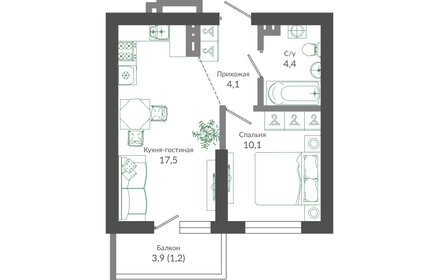 40 м², 1-комнатная квартира 15 500 000 ₽ - изображение 81