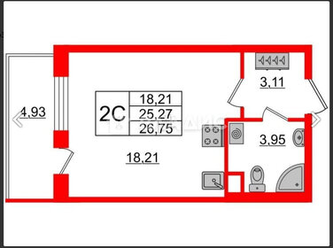 Квартира 26,8 м², студия - изображение 1