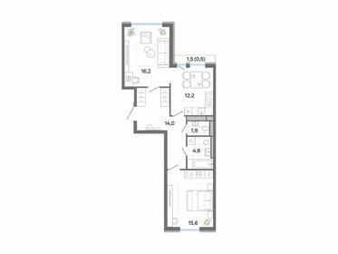 Квартира 65 м², 2-комнатная - изображение 1