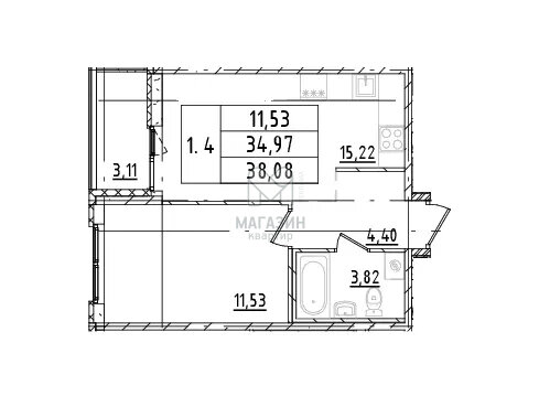 38,1 м², 1-комнатная квартира 5 964 000 ₽ - изображение 8