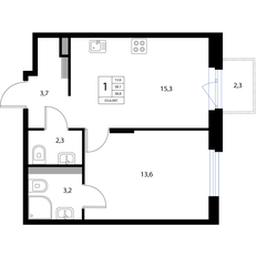 Квартира 38,8 м², 2-комнатная - изображение 2