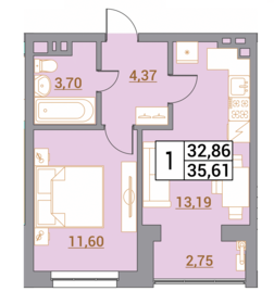 Квартира 35,6 м², 1-комнатная - изображение 1