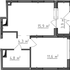 Квартира 39,3 м², 1-комнатная - изображение 3