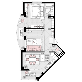 54,6 м², 2-комнатная квартира 16 653 000 ₽ - изображение 38