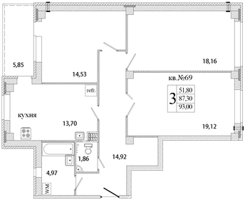 88,6 м², 2-комнатная квартира 6 401 200 ₽ - изображение 20