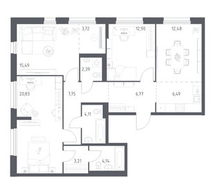 Квартира 100,3 м², 3-комнатная - изображение 1