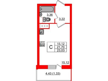 Квартира 21,6 м², студия - изображение 1