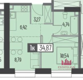 Квартира 35 м², 1-комнатная - изображение 1