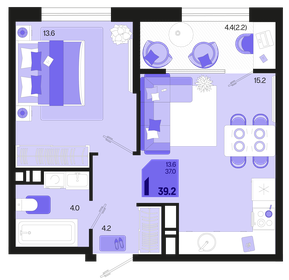 46 м², 1-комнатная квартира 5 500 000 ₽ - изображение 117