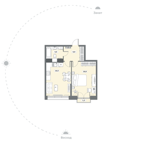 Квартира 44,8 м², 1-комнатная - изображение 1
