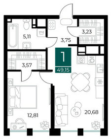 43,8 м², 1-комнатная квартира 3 600 000 ₽ - изображение 136