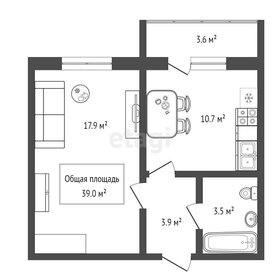 Квартира 39 м², 1-комнатная - изображение 1