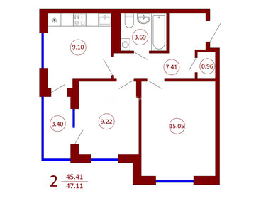 Квартира 47,1 м², 2-комнатная - изображение 1