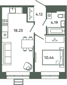 Квартира 37 м², 1-комнатная - изображение 1