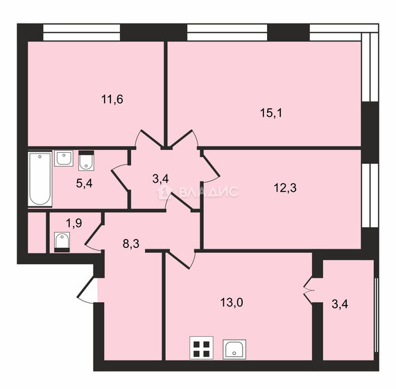 73,7 м², 3-комнатная квартира 23 500 000 ₽ - изображение 1