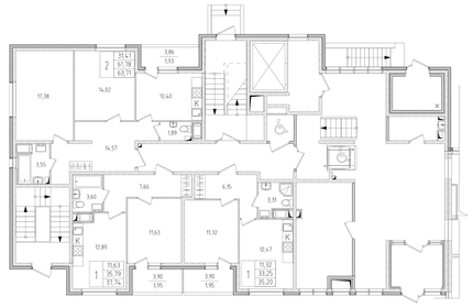 58,4 м², 2-комнатная квартира 9 520 830 ₽ - изображение 50