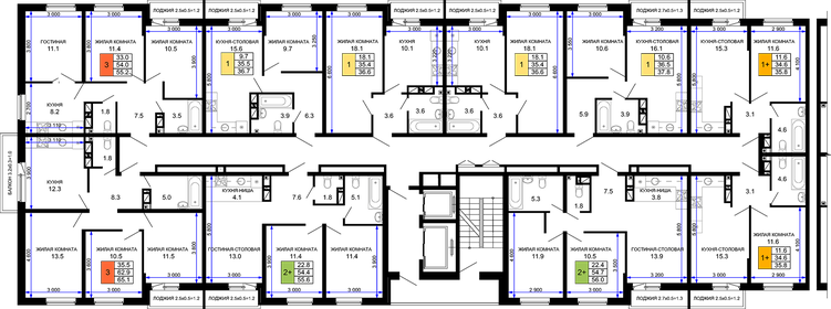 Квартира 55,2 м², 3-комнатная - изображение 2