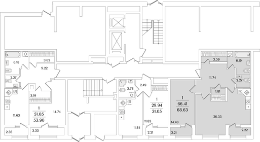 Квартира 68,6 м², 1-комнатная - изображение 2