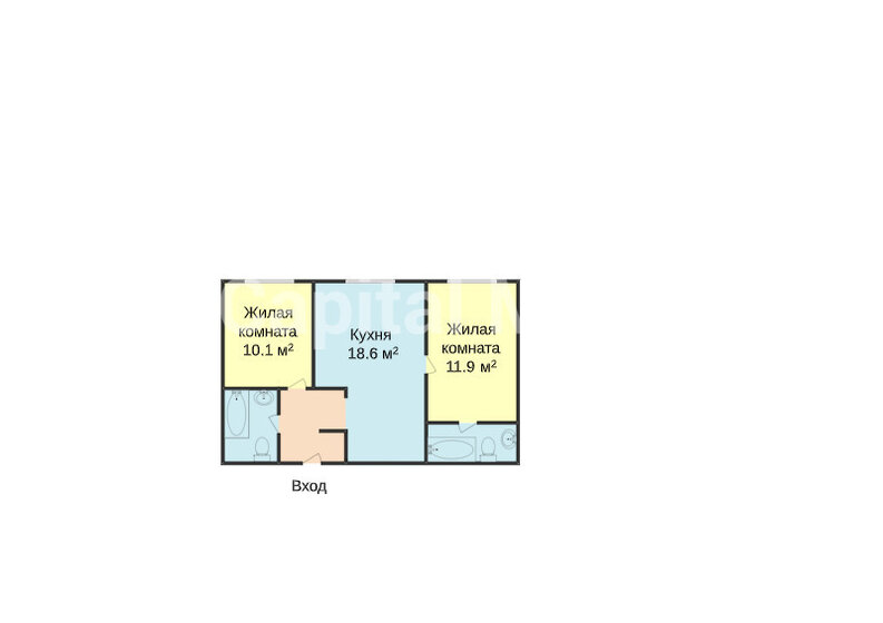 54,5 м², 2-комнатная квартира 22 000 000 ₽ - изображение 1