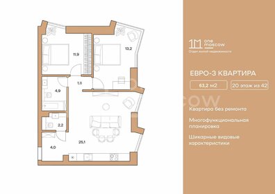 Квартира 63,2 м², 3-комнатная - изображение 1