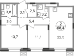 66 м², 2-комнатная квартира 16 781 050 ₽ - изображение 78