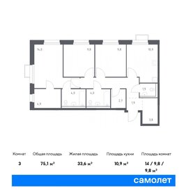 Квартира 75,1 м², 3-комнатная - изображение 1