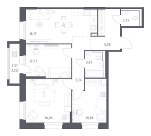 Квартира 73,4 м², 3-комнатная - изображение 1