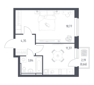 Квартира 39 м², 1-комнатная - изображение 1