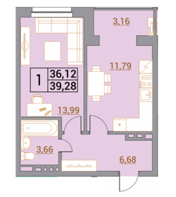 Квартира 39,3 м², 1-комнатная - изображение 1