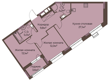 Квартира 72,8 м², 2-комнатная - изображение 1