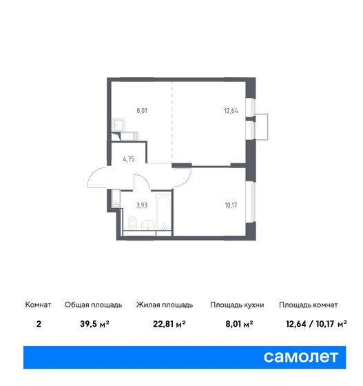 39,5 м², 1-комнатная квартира 9 529 406 ₽ - изображение 1