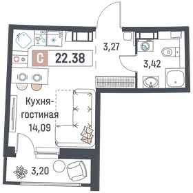 Квартира 22,4 м², студия - изображение 1