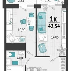 Квартира 42,5 м², 1-комнатная - изображение 4