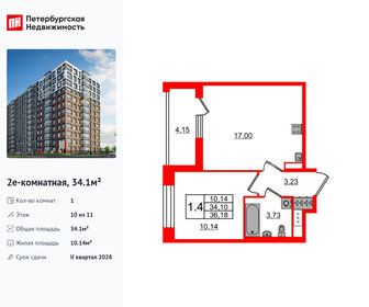 Квартира 34,1 м², 1-комнатная - изображение 1
