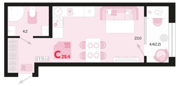 30 м², 1-комнатная квартира 4 050 000 ₽ - изображение 69