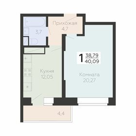 Квартира 40,1 м², 1-комнатная - изображение 1