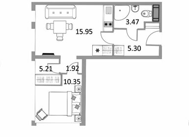 Квартира 41,8 м², 1-комнатные - изображение 1