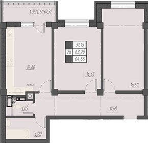 64,9 м², 2-комнатная квартира 9 442 160 ₽ - изображение 15