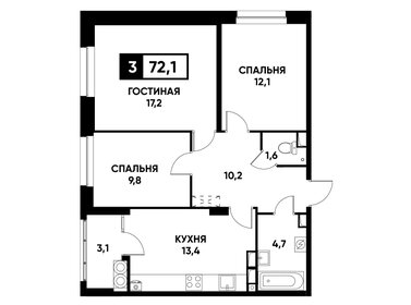 Квартира 72,1 м², 3-комнатная - изображение 1