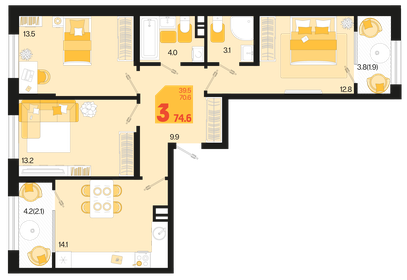 76,8 м², 3-комнатная квартира 10 060 800 ₽ - изображение 10