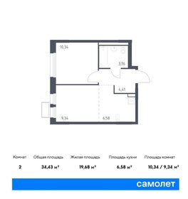 Квартира 34,4 м², 1-комнатная - изображение 1