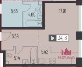 Квартира 34,2 м², студия - изображение 1