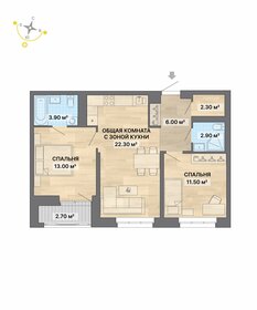 Квартира 64,6 м², 2-комнатная - изображение 1