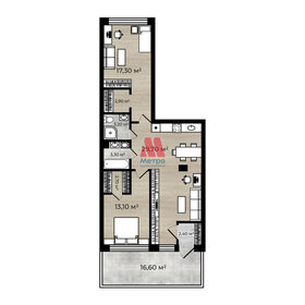 Квартира 79,6 м², 2-комнатная - изображение 1