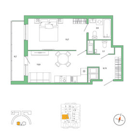 45,3 м², 1-комнатная квартира 12 475 620 ₽ - изображение 24