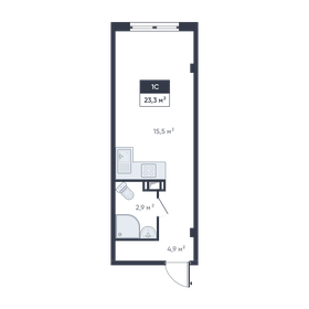Квартира 23,3 м², студия - изображение 1