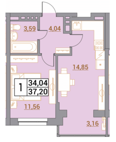 44,6 м², 2-комнатная квартира 3 427 200 ₽ - изображение 22
